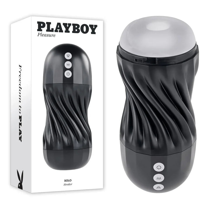 Playboy Pleasure Solo sucking stroker in black with its retail box