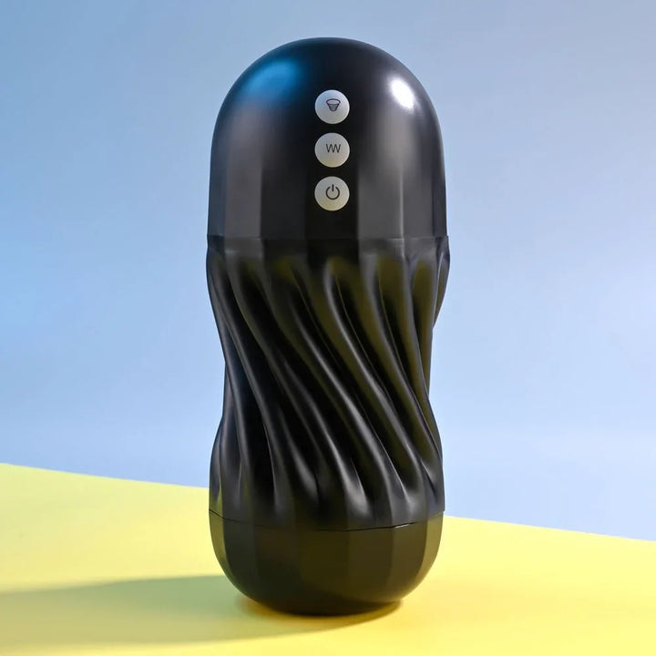 Rear view of the black Solo stroker showing its three control buttons