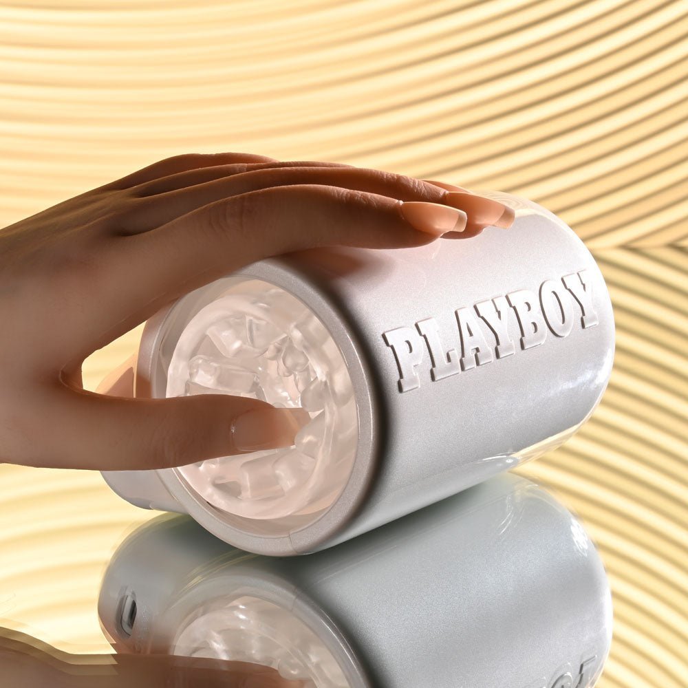 Playboy Pleasure SPIN DOCTOR - White USB Rechargeable Vibrating & Spinning Stroker – Sex toys NZ by Naughtyhut. Discreet delivery nationwide.