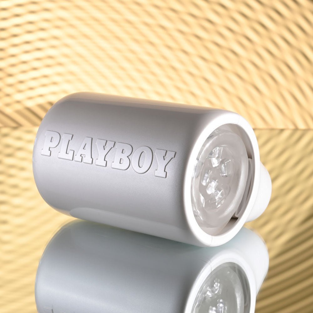 Playboy Pleasure SPIN DOCTOR - White USB Rechargeable Vibrating & Spinning Stroker – Sex toys NZ by Naughtyhut. Discreet delivery nationwide.
