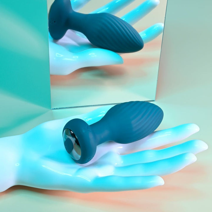 Playboy Pleasure SPINNING TAIL TEASER - Blue 9.7 cm USB Rechargeable Vibrating & Rotating Butt Plug with Wireless Remote – Sex toys NZ by Naughtyhut. Discreet delivery nationwide.