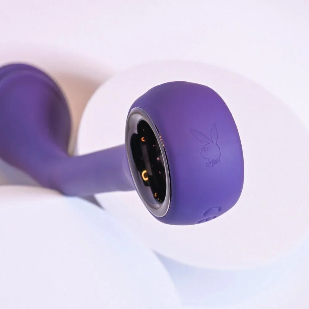 Close-up of the Spot On ring base with the Playboy bunny and charging contacts