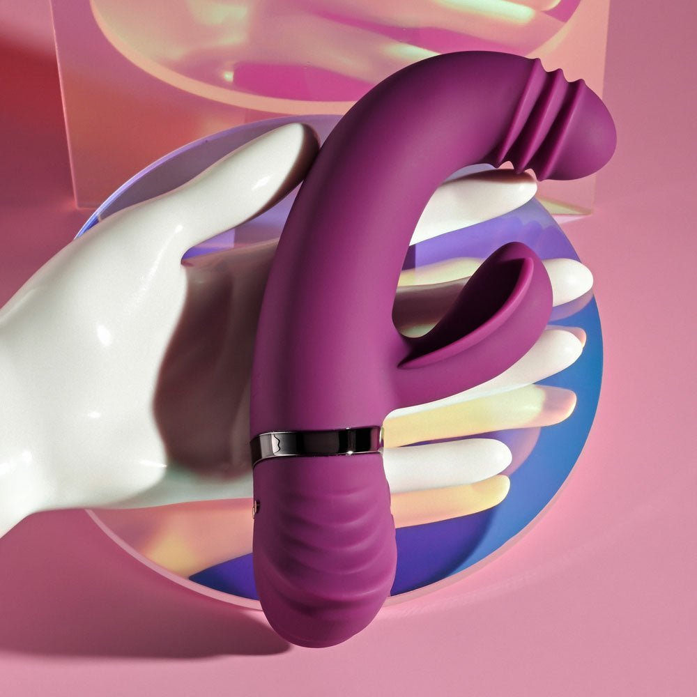 Playboy Pleasure TAP THAT - Purple 16.5 cm USB Rechargebale Rabbit Vibrator – Sex toys NZ by Naughtyhut. Discreet delivery nationwide.