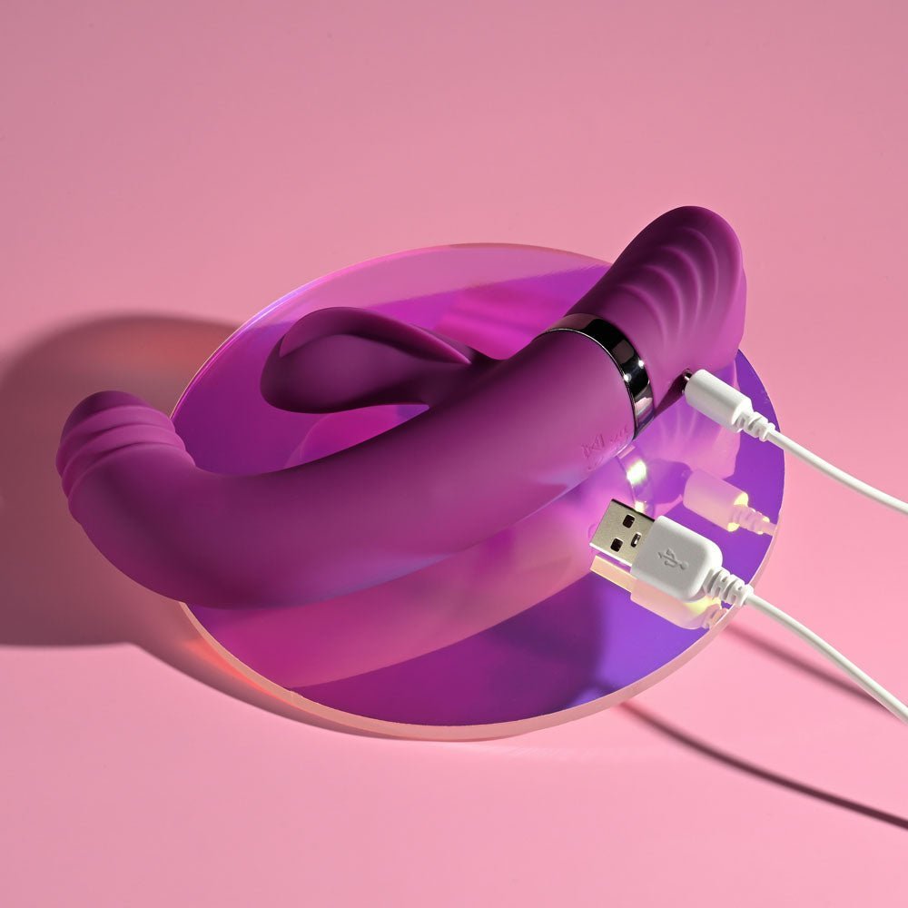 Playboy Pleasure TAP THAT - Purple 16.5 cm USB Rechargebale Rabbit Vibrator – Sex toys NZ by Naughtyhut. Discreet delivery nationwide.