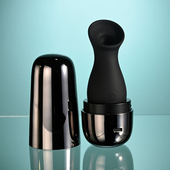 Playboy Pleasure THE JET SET - SUCKER - Black 10.3 cm Sucking Stimulator with Rechargeable Charging Case – Sex toys NZ by Naughtyhut. Discreet delivery nationwide.