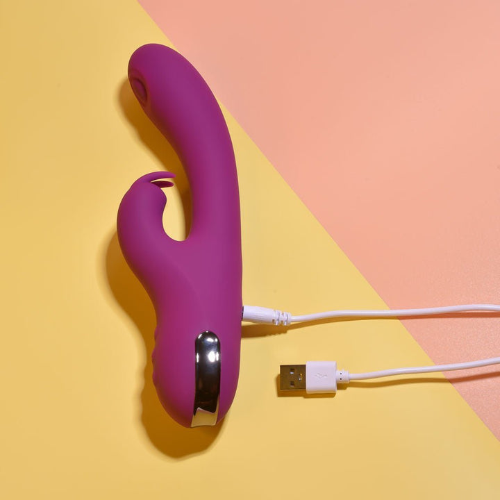 Playboy Pleasure THUMPER - Purple 21.9 cm USB Rechargeable Rabbit Vibrator – Sex toys NZ by Naughtyhut. Discreet delivery nationwide.