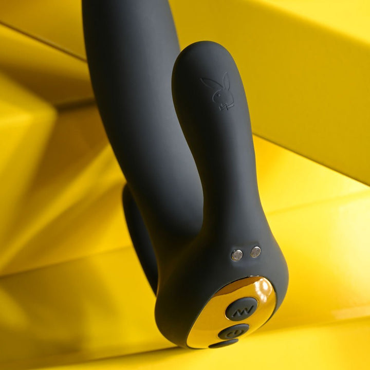 Playboy Pleasure TRIPLE THREAT - Black USB Rechargeable Triple Probe Vibrator – Sex toys NZ by Naughtyhut. Discreet delivery nationwide.