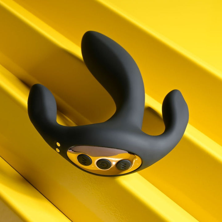 Playboy Pleasure TRIPLE THREAT - Black USB Rechargeable Triple Probe Vibrator – Sex toys NZ by Naughtyhut. Discreet delivery nationwide.