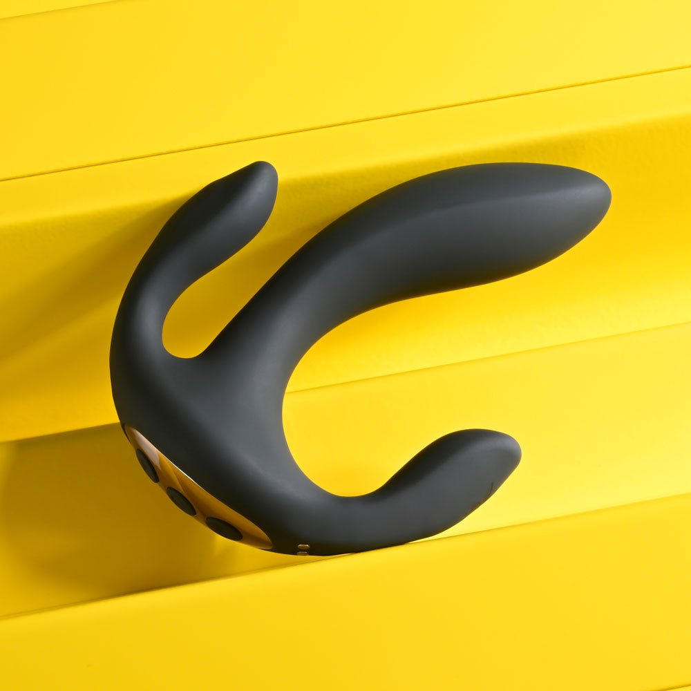 Playboy Pleasure TRIPLE THREAT - Black USB Rechargeable Triple Probe Vibrator – Sex toys NZ by Naughtyhut. Discreet delivery nationwide.