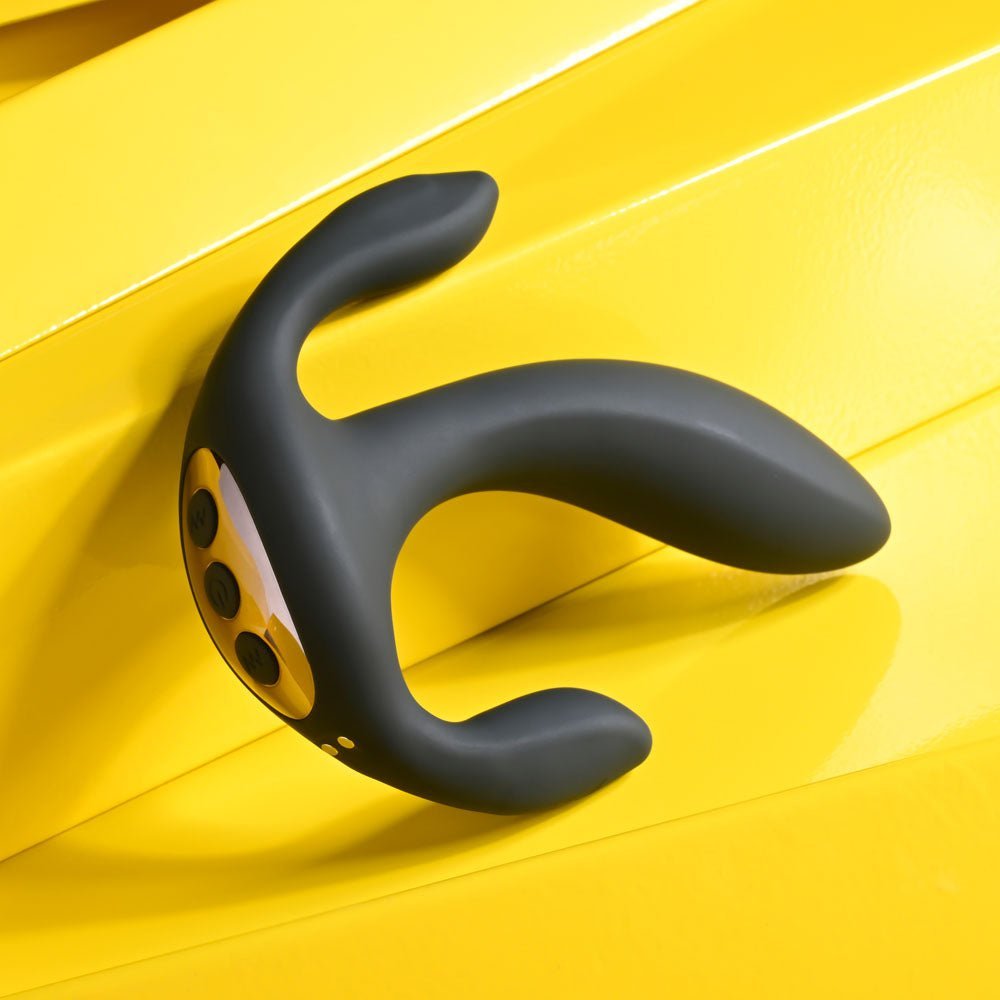 Playboy Pleasure TRIPLE THREAT - Black USB Rechargeable Triple Probe Vibrator – Sex toys NZ by Naughtyhut. Discreet delivery nationwide.