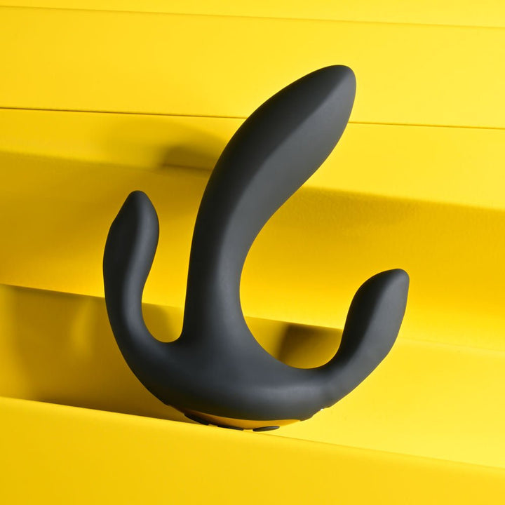 Playboy Pleasure TRIPLE THREAT - Black USB Rechargeable Triple Probe Vibrator – Sex toys NZ by Naughtyhut. Discreet delivery nationwide.