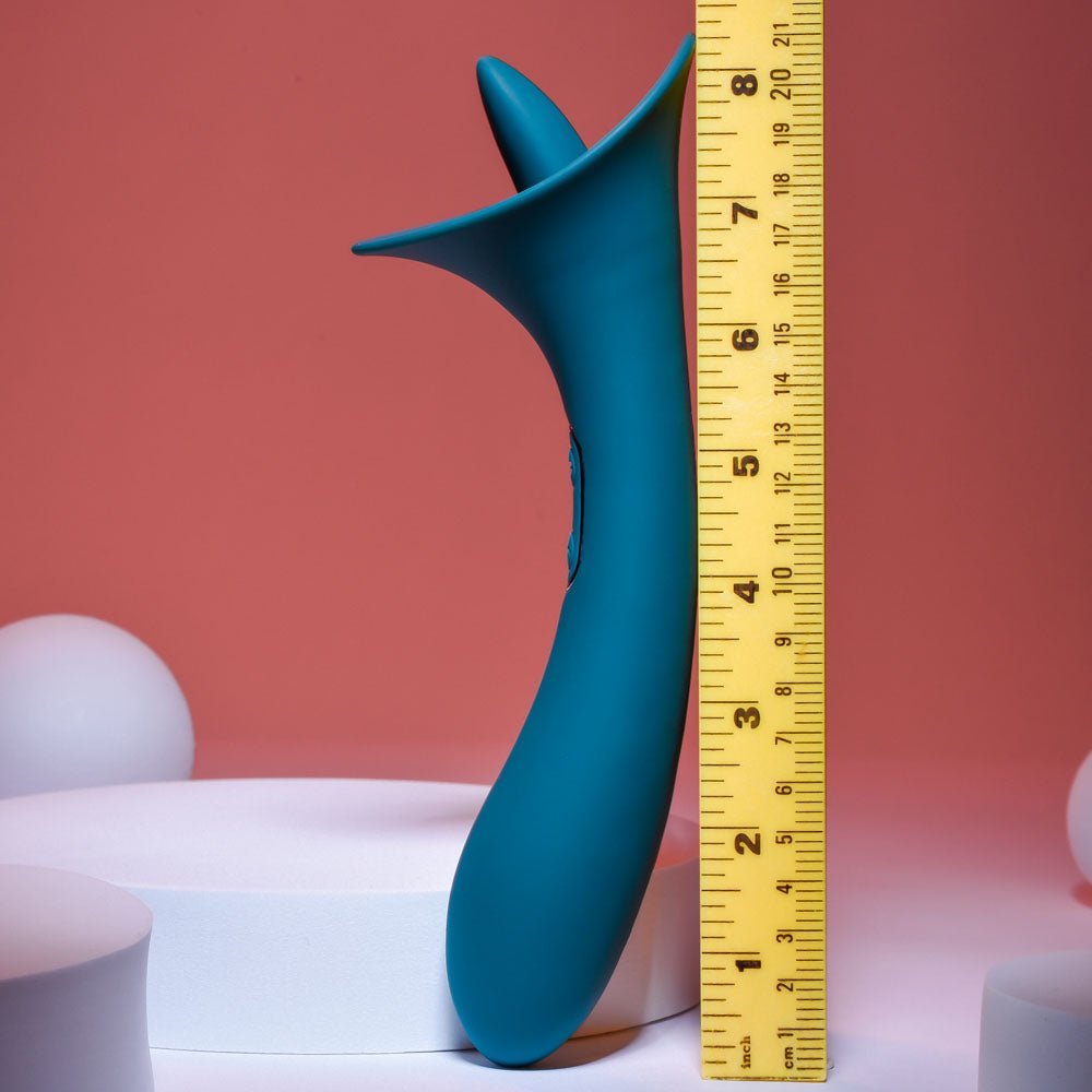 Playboy Pleasure TRUE INDULGENCE - Teal 21.3 cm USB Rechargeable Vibrator with Flicking Tip – Sex toys NZ by Naughtyhut. Discreet delivery nationwide.