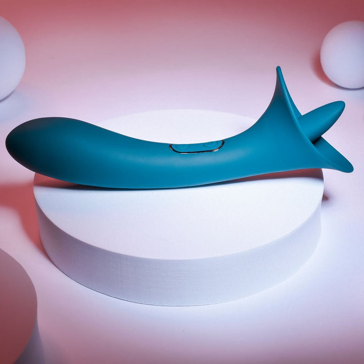 Playboy Pleasure TRUE INDULGENCE - Teal 21.3 cm USB Rechargeable Vibrator with Flicking Tip – Sex toys NZ by Naughtyhut. Discreet delivery nationwide.