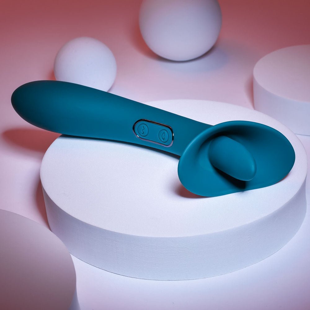 Playboy Pleasure TRUE INDULGENCE - Teal 21.3 cm USB Rechargeable Vibrator with Flicking Tip – Sex toys NZ by Naughtyhut. Discreet delivery nationwide.