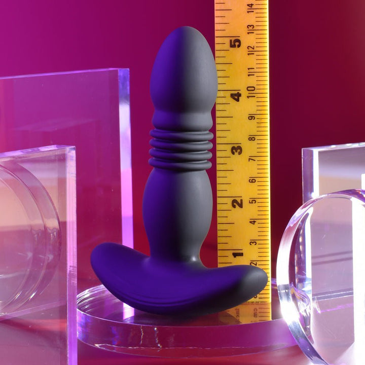 Playboy Pleasure TRUST THE THRUST - Black 13.7 cm USB Rechargeable Thrusting Butt Plug with Wireless Remote – Sex toys NZ by Naughtyhut. Discreet delivery nationwide.