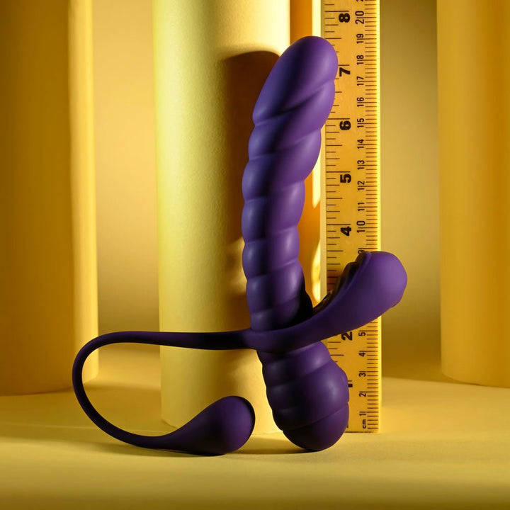 Playboy Pleasure TWISTED PLAYGROUND - Purple USB Rechargeable Vibrator and Cock Ring Kit – Sex toys NZ by Naughtyhut. Discreet delivery nationwide.