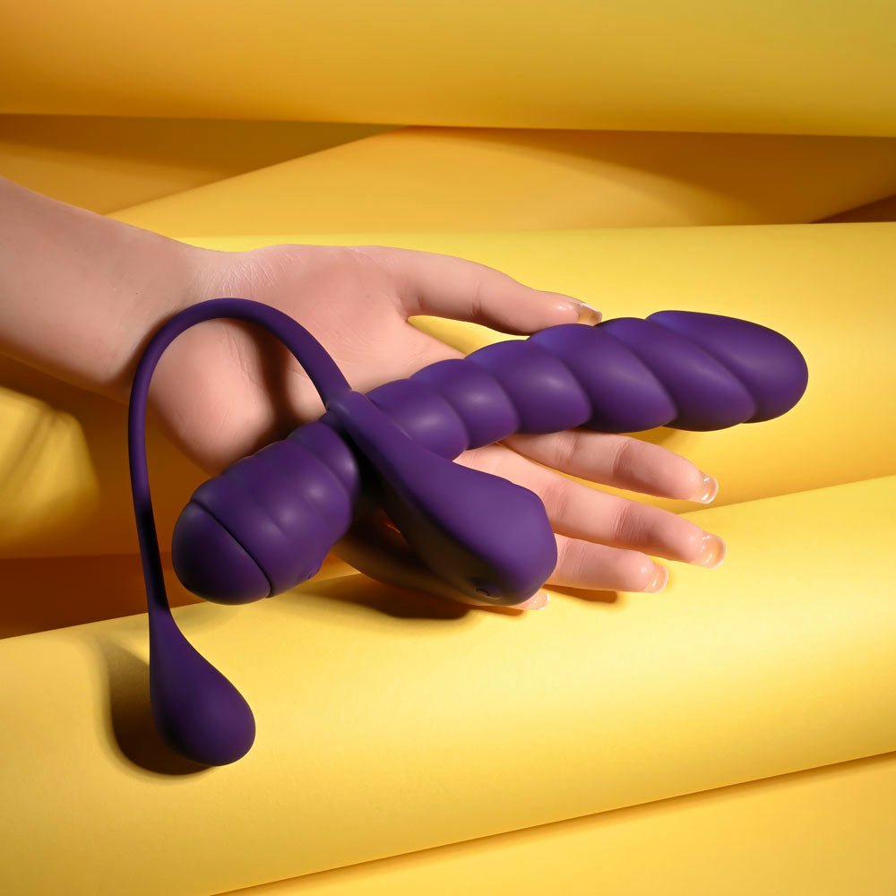 Playboy Pleasure TWISTED PLAYGROUND - Purple USB Rechargeable Vibrator and Cock Ring Kit – Sex toys NZ by Naughtyhut. Discreet delivery nationwide.