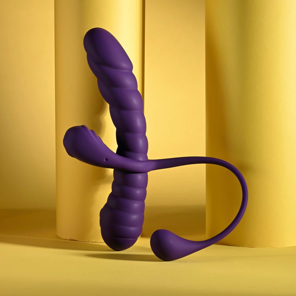 Playboy Pleasure TWISTED PLAYGROUND - Purple USB Rechargeable Vibrator and Cock Ring Kit – Sex toys NZ by Naughtyhut. Discreet delivery nationwide.