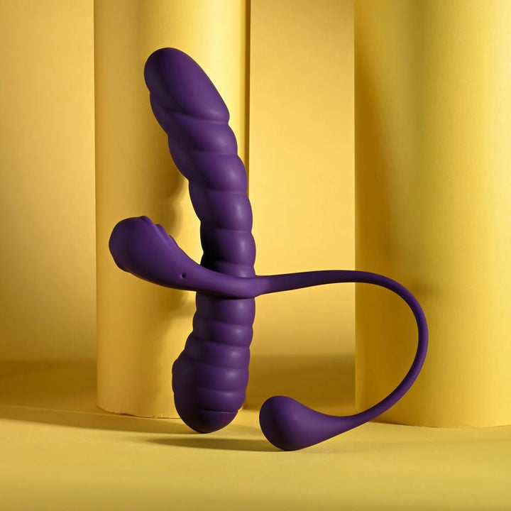 Playboy Pleasure TWISTED PLAYGROUND - Purple USB Rechargeable Vibrator and Cock Ring Kit – Sex toys NZ by Naughtyhut. Discreet delivery nationwide.
