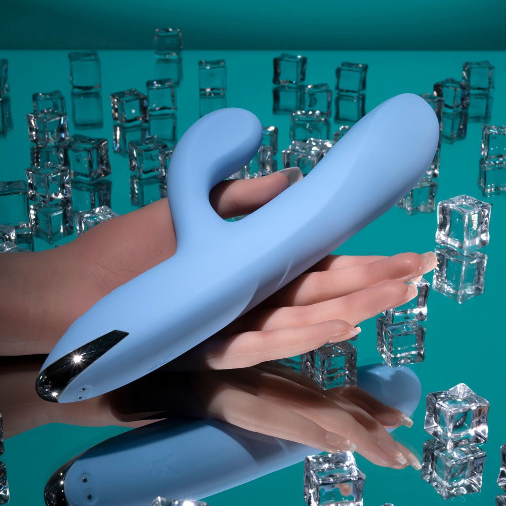 Playboy Pleasure UP AND AWAY - Blue 26.7 cm USB Rechargeable Rabbit Vibrator – Sex toys NZ by Naughtyhut. Discreet delivery nationwide.