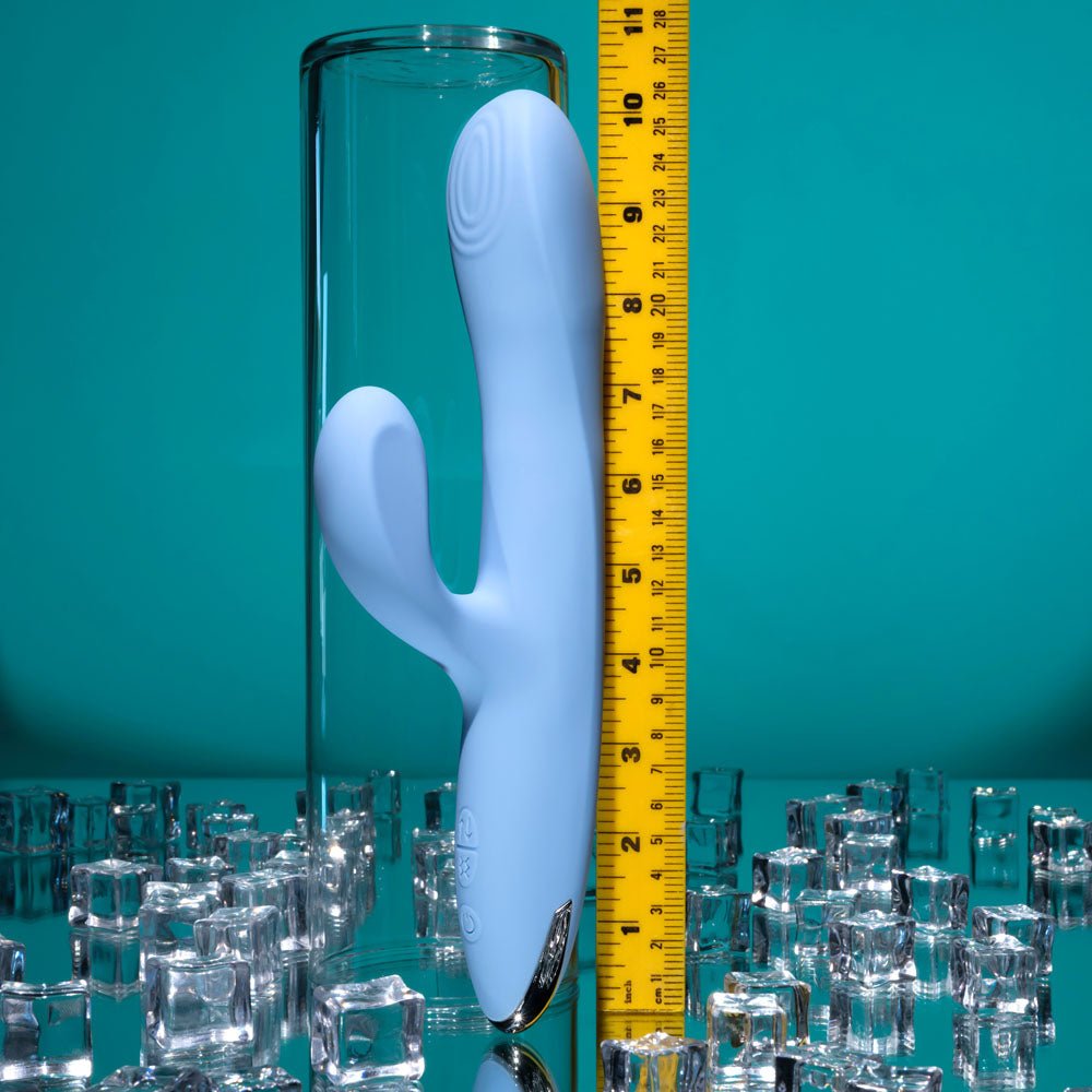 Playboy Pleasure UP AND AWAY - Blue 26.7 cm USB Rechargeable Rabbit Vibrator – Sex toys NZ by Naughtyhut. Discreet delivery nationwide.