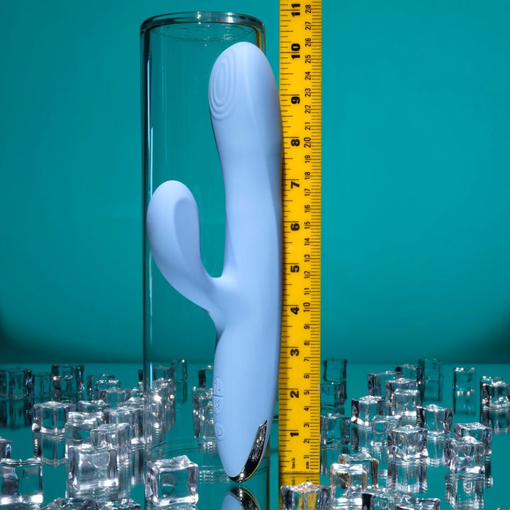 Playboy Pleasure UP AND AWAY - Blue 26.7 cm USB Rechargeable Rabbit Vibrator – Sex toys NZ by Naughtyhut. Discreet delivery nationwide.