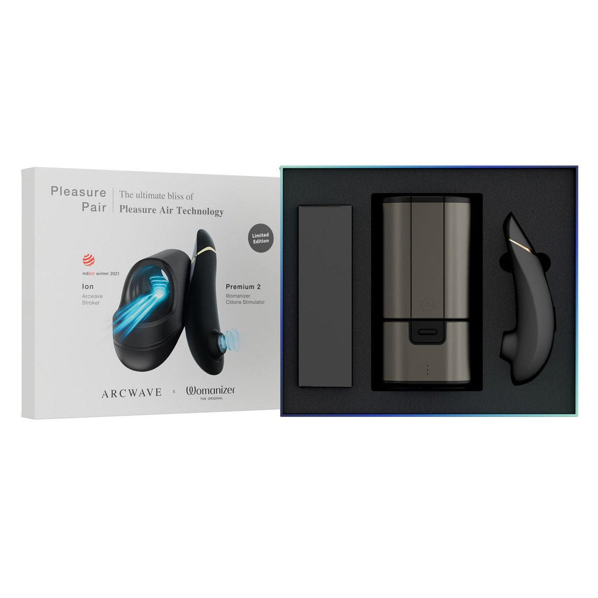 Buy Pleasure Pair Arcwave Ion & Womanizer Premium 2 – Naughtyhut NZ sex toys online. Discreet delivery & top brands.