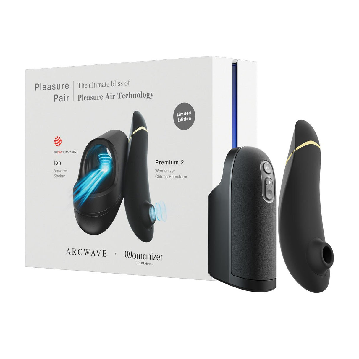 Buy Pleasure Pair Arcwave Ion & Womanizer Premium 2 – Naughtyhut NZ sex toys online. Discreet delivery & top brands.