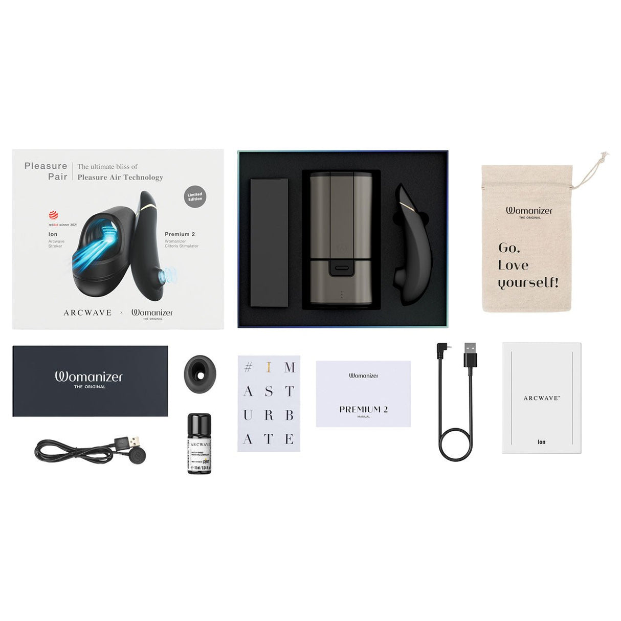 Buy Pleasure Pair Arcwave Ion & Womanizer Premium 2 – Naughtyhut NZ sex toys online. Discreet delivery & top brands.