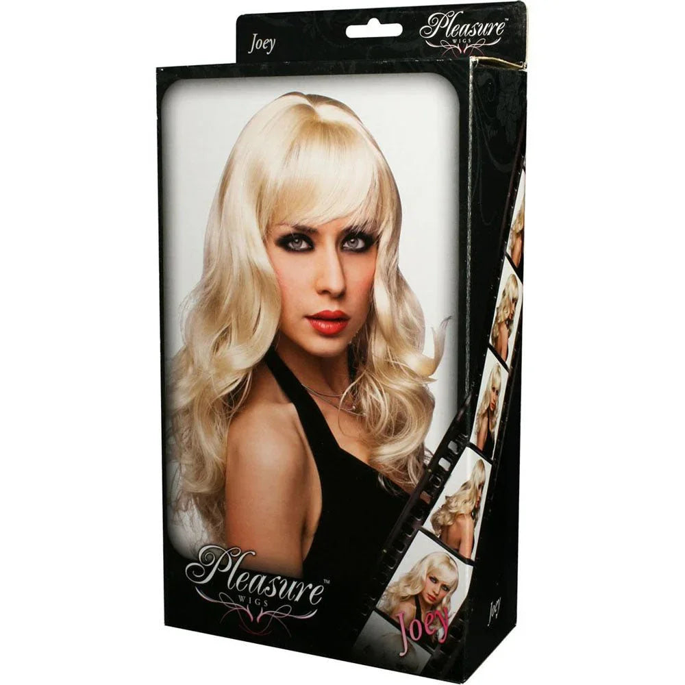 Pleasure Wigs Joey in Platinum Blonde in its window box, model photo on the front