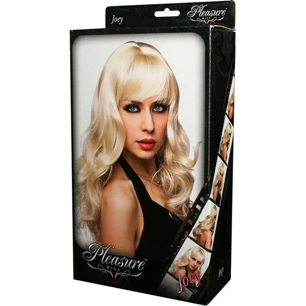 Pleasure Wigs Joey in Platinum Blonde in its window box, model photo on the front
