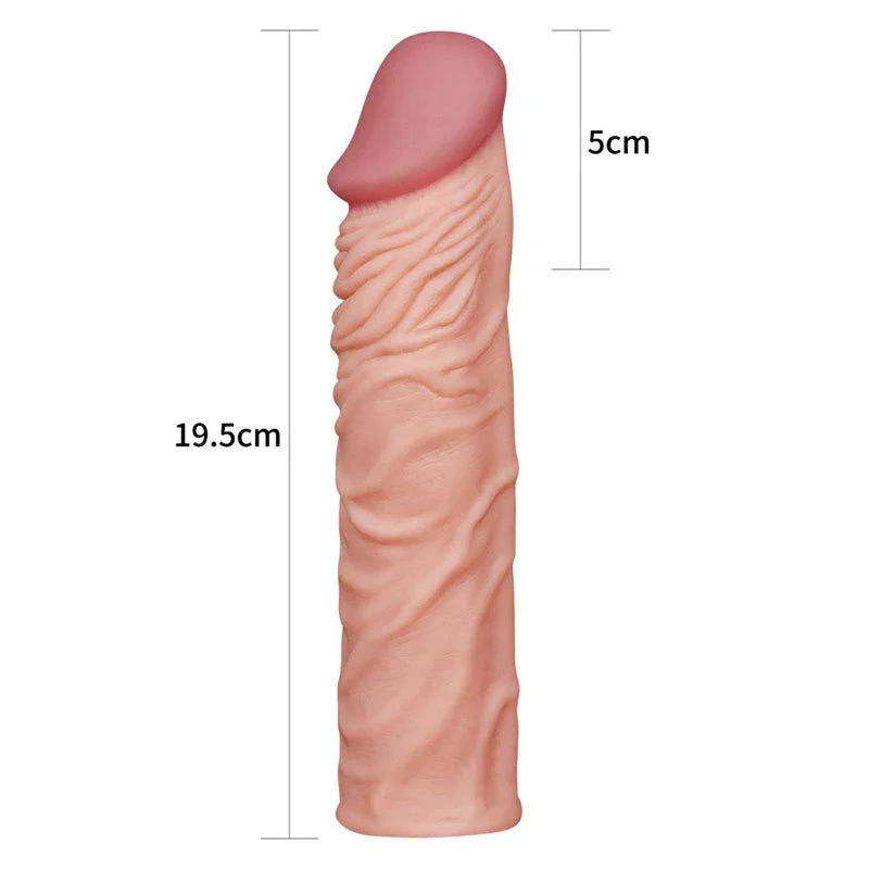 Pleasure X-Tender sleeve measurements: 19.5 cm total with a 5 cm extension tip