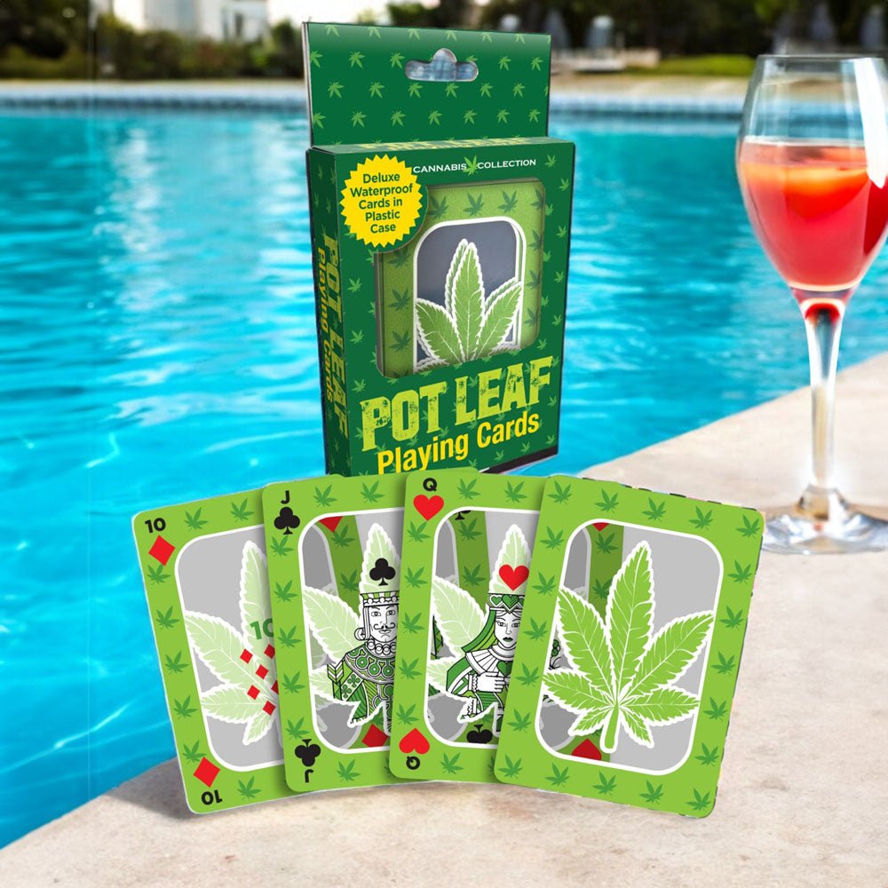 Buy Pot Leaf Playing Cards - Waterproof Novelty Playing Cards – Naughtyhut NZ sex toys online. Discreet delivery & top brands.