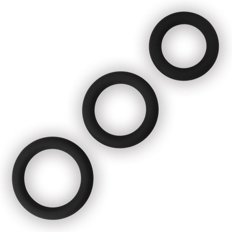 Buy Power Plus Soft Silicone Snug Ring - Black Cock Rings - Set of 3 Sizes – Naughtyhut NZ sex toys online. Discreet delivery & top brands.