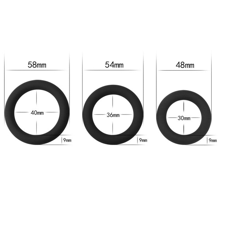 Power Plus Soft Silicone Snug Ring - Black Cock Rings - Set of 3 Sizes – Sex toys NZ by Naughtyhut. Discreet delivery nationwide.