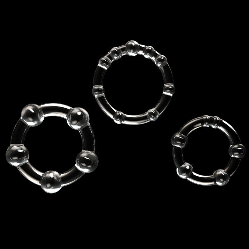 Power Plus Triple Beaded Ring Set - Clear Cock Rings - Set of 3 – Sex toys NZ by Naughtyhut. Discreet delivery nationwide.