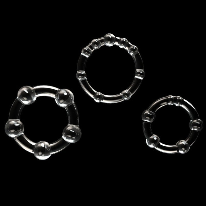 Power Plus Triple Beaded Ring Set - Clear Cock Rings - Set of 3 – Sex toys NZ by Naughtyhut. Discreet delivery nationwide.