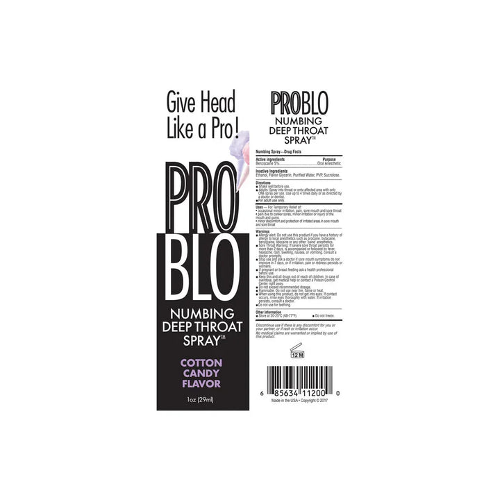 ProBlo Cotton Candy carton artwork flat, with the drug facts panel and barcode