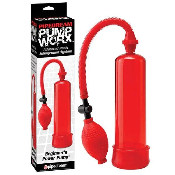 Pipedream Pump Worx Beginner's Power Pump in Red, cylinder and bulb, with its box