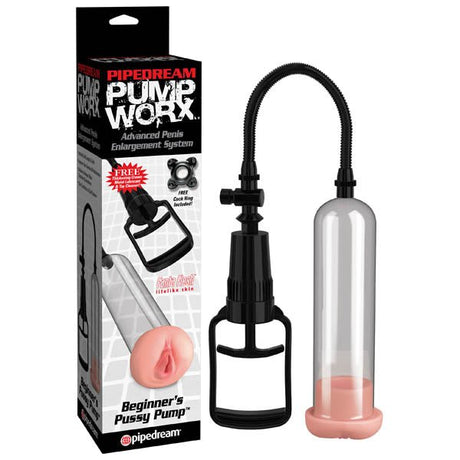 Buy Pump Worx Beginner's Pussy Pump - Penis Pump with Vagina Sleeve – Naughtyhut NZ sex toys online. Discreet delivery & top brands.
