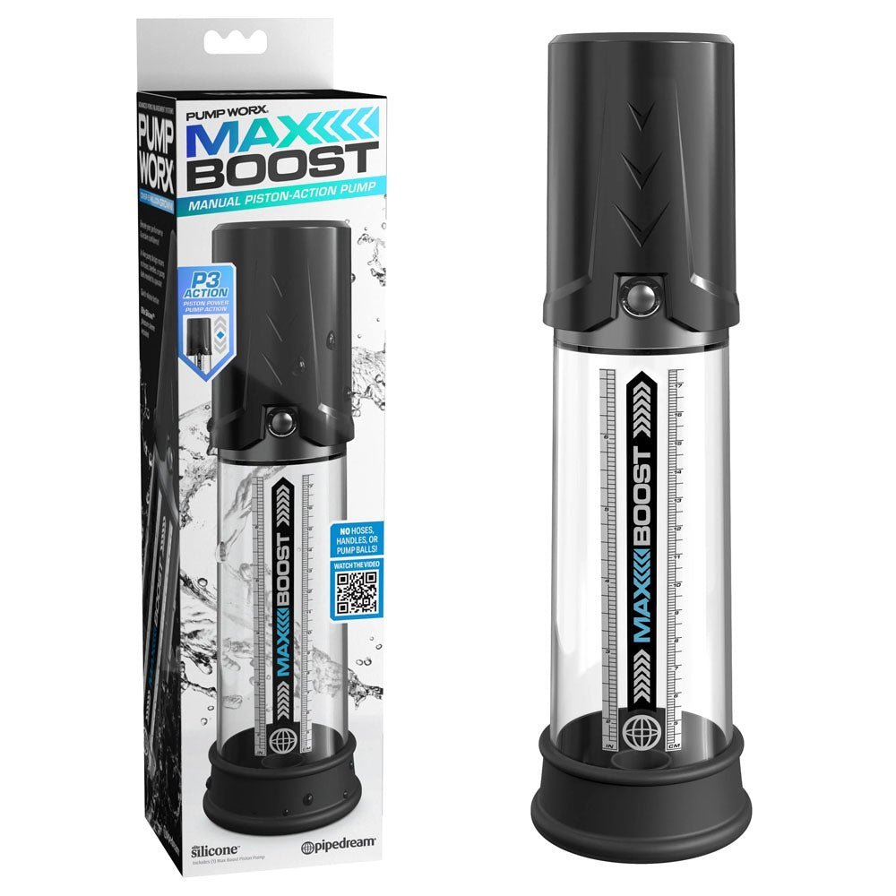 Pump Worx Max Boost - Black - Black Penis Pump – Sex toys NZ by Naughtyhut. Discreet delivery nationwide.