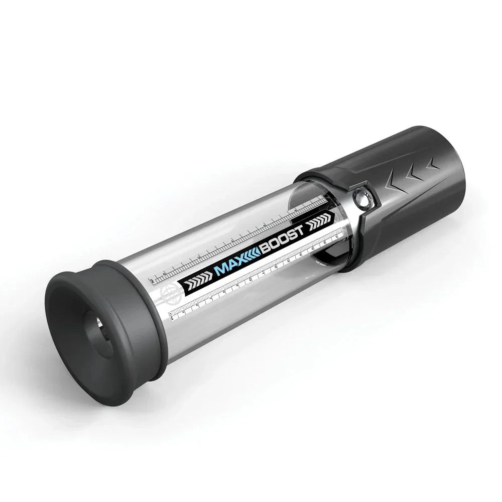 Max Boost pump in Black lying on its side, sleeve opening toward the camera