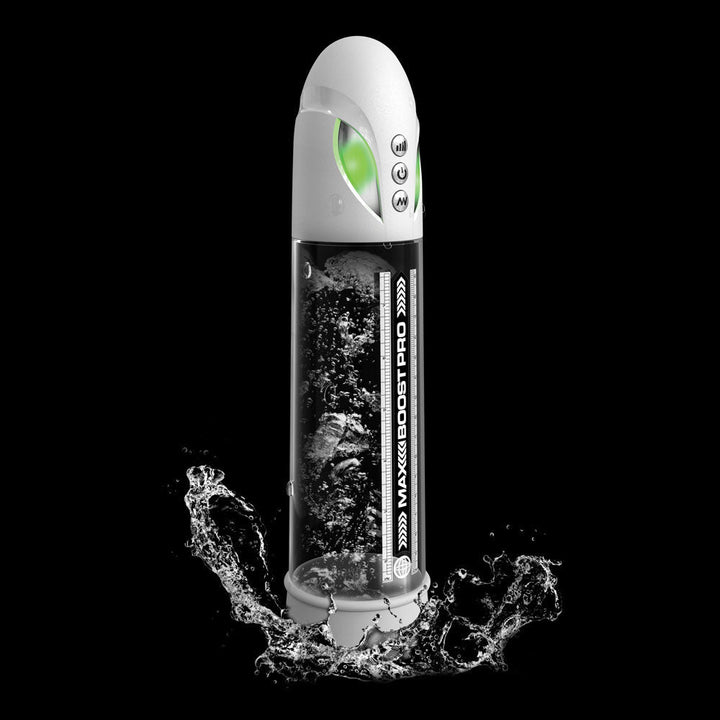 Pump Worx Max Boost Pro Flow - White - White/Clear USB Rechargeable Waterproof Auto Penis Pump – Sex toys NZ by Naughtyhut. Discreet delivery nationwide.