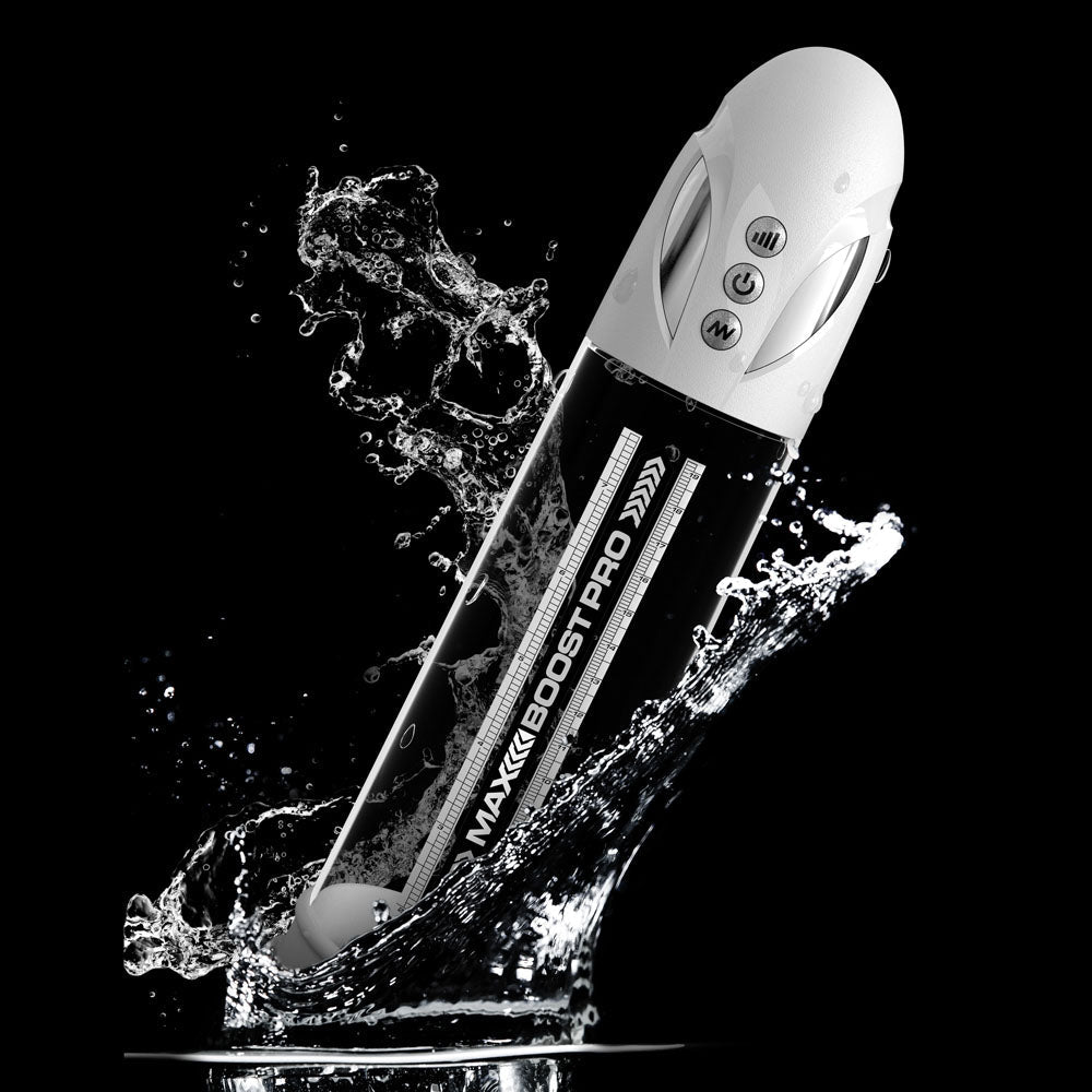 Pump Worx Max Boost Pro Flow - White - White/Clear USB Rechargeable Waterproof Auto Penis Pump – Sex toys NZ by Naughtyhut. Discreet delivery nationwide.