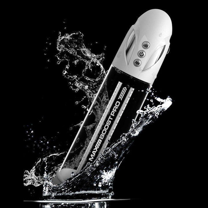 Pump Worx Max Boost Pro Flow - White - White/Clear USB Rechargeable Waterproof Auto Penis Pump – Sex toys NZ by Naughtyhut. Discreet delivery nationwide.