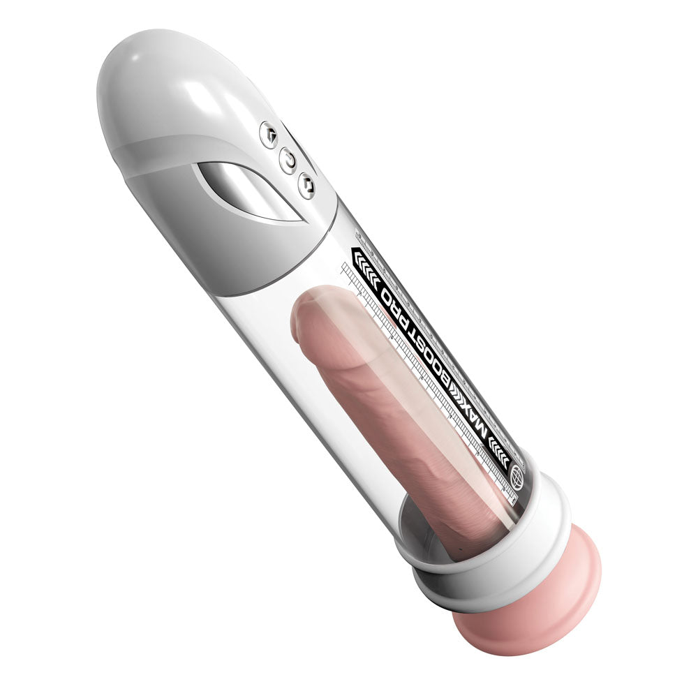 Pump Worx Max Boost Pro Flow - White - White/Clear USB Rechargeable Waterproof Auto Penis Pump – Sex toys NZ by Naughtyhut. Discreet delivery nationwide.