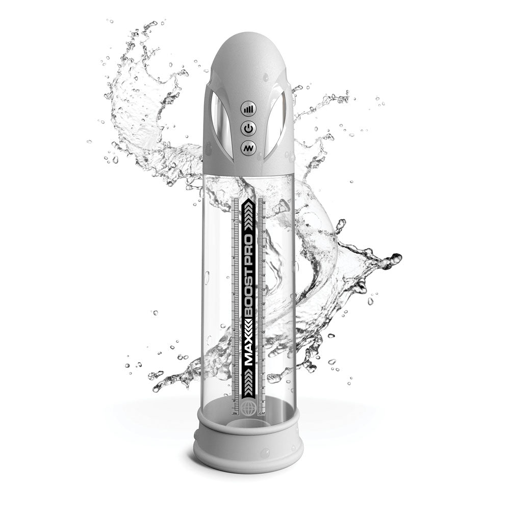 Pump Worx Max Boost Pro Flow - White - White/Clear USB Rechargeable Waterproof Auto Penis Pump – Sex toys NZ by Naughtyhut. Discreet delivery nationwide.