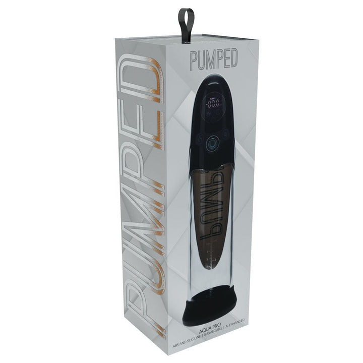 PUMPED Aqua - Pro Auto Pump - Black - Black/Clear USB Rechargeable AI - Enabled Submersible Auto Penis Pump – Sex toys NZ by Naughtyhut. Discreet delivery nationwide.