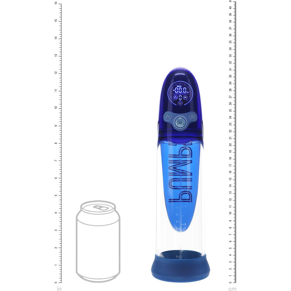 PUMPED Aqua - Pro Auto Pump - Blue - Blue/Clear USB Rechargeable AI - Enabled Submersible Auto Penis Pump – Sex toys NZ by Naughtyhut. Discreet delivery nationwide.