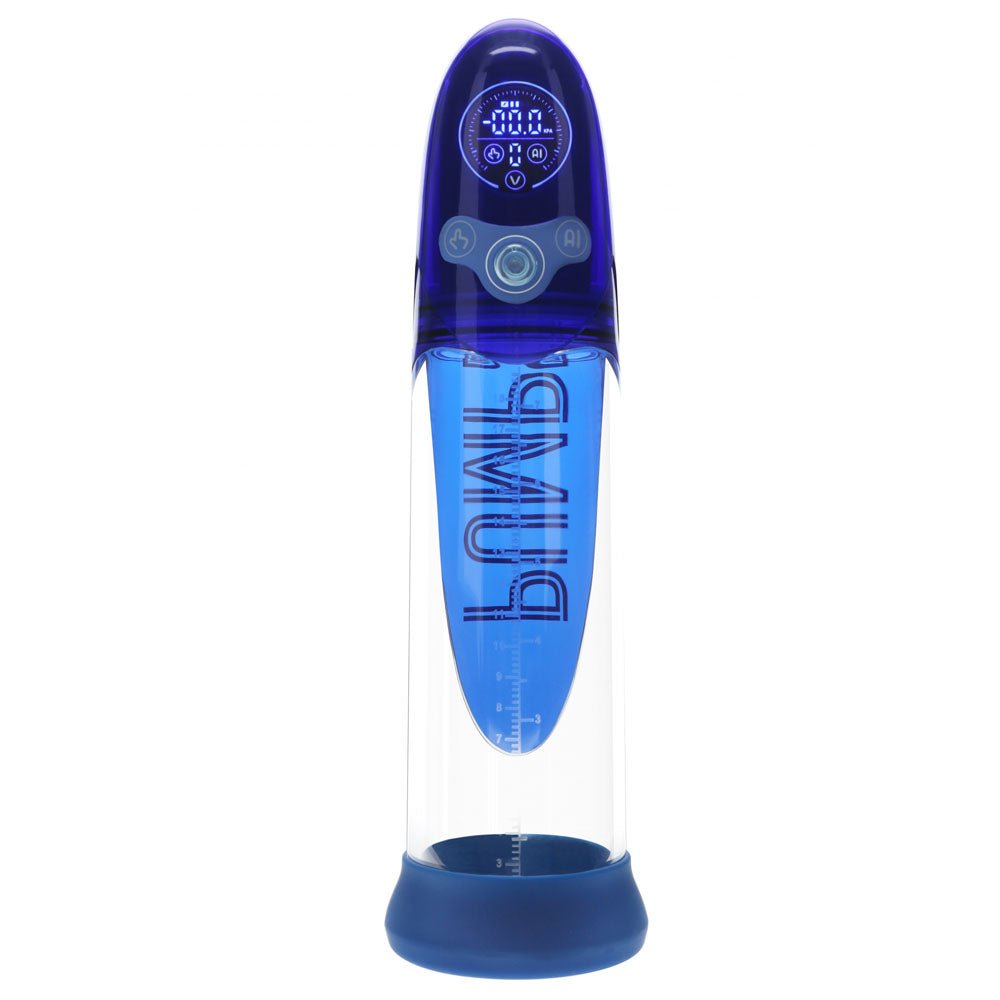 PUMPED Aqua - Pro Auto Pump - Blue - Blue/Clear USB Rechargeable AI - Enabled Submersible Auto Penis Pump – Sex toys NZ by Naughtyhut. Discreet delivery nationwide.